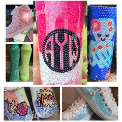 qiipii gems decorating a tumbler showing durable decorative finish