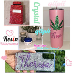 qiipii decorated tumbler using green rhinestones for vibrant accents