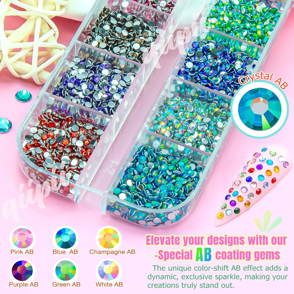 qiipii decorated tumbler with rhinestones showing colorful personalized finish