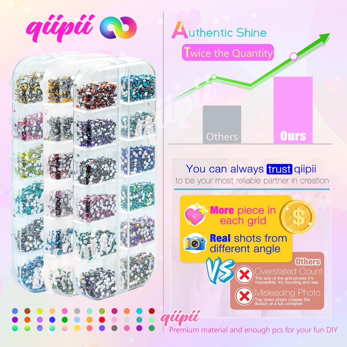 qiipii tweezer picking one tiny gem from grid for precise placement benefit