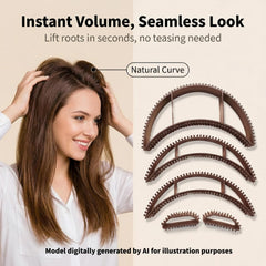 Qiknird in use under ponytail creating instant lift and polished finish