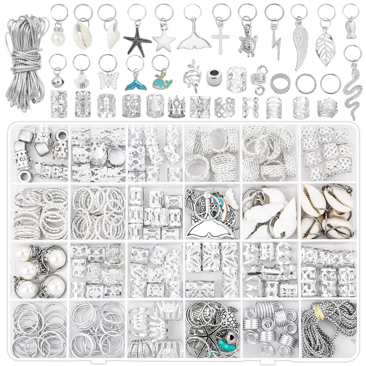 Qinzave clear box of charms showing organized storage and easy access