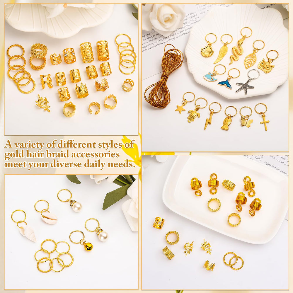 Qinzave lifestyle shot of festival braids with gold jewelry creating bold look