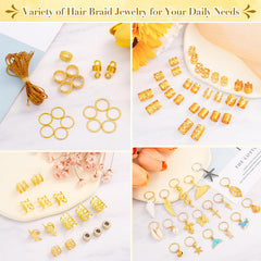 Qinzave mixed styles flatlay showing variety of rings clips and cuffs for creative styling options