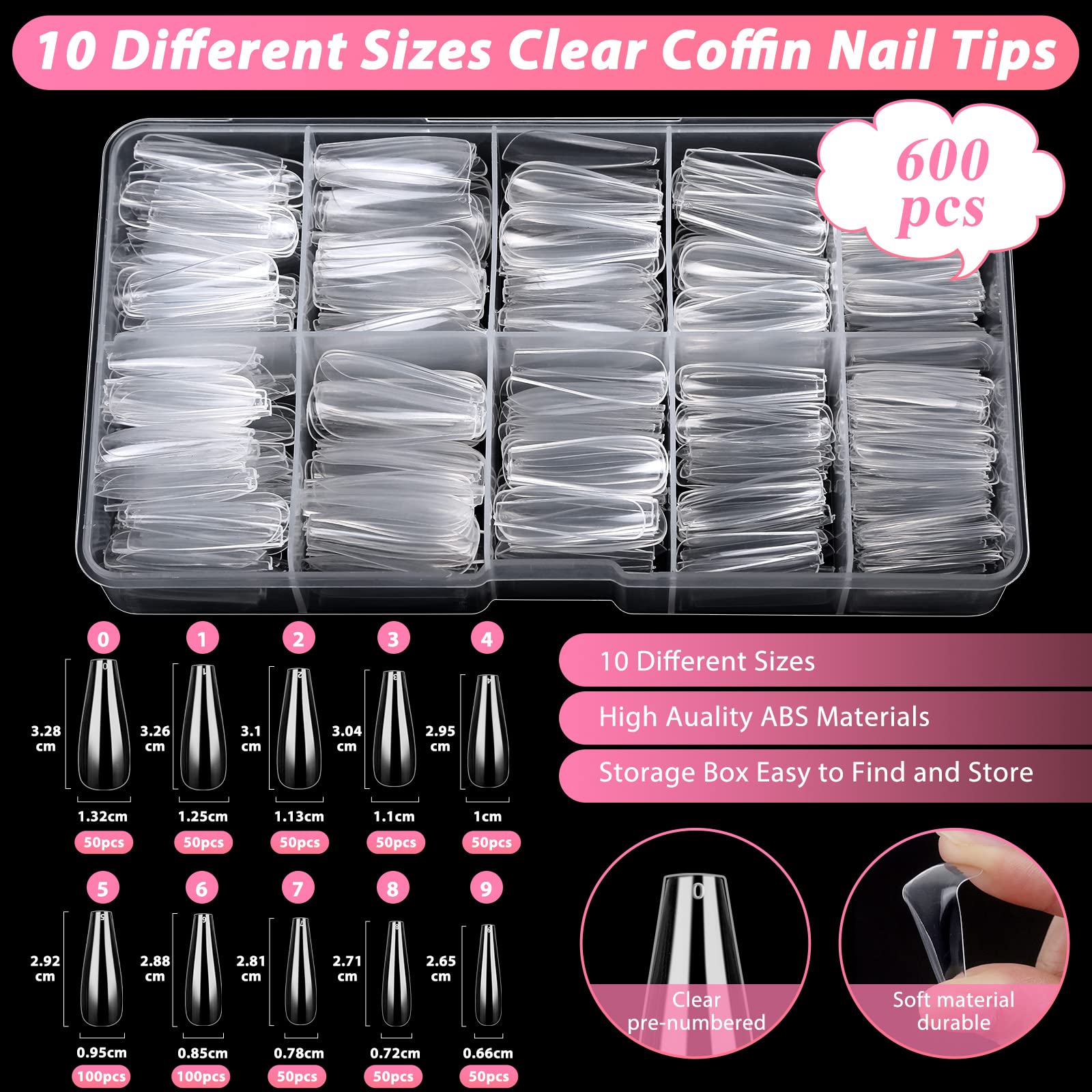 Qinzave close-up of numbered tip sizes for quick accurate matching and sizing