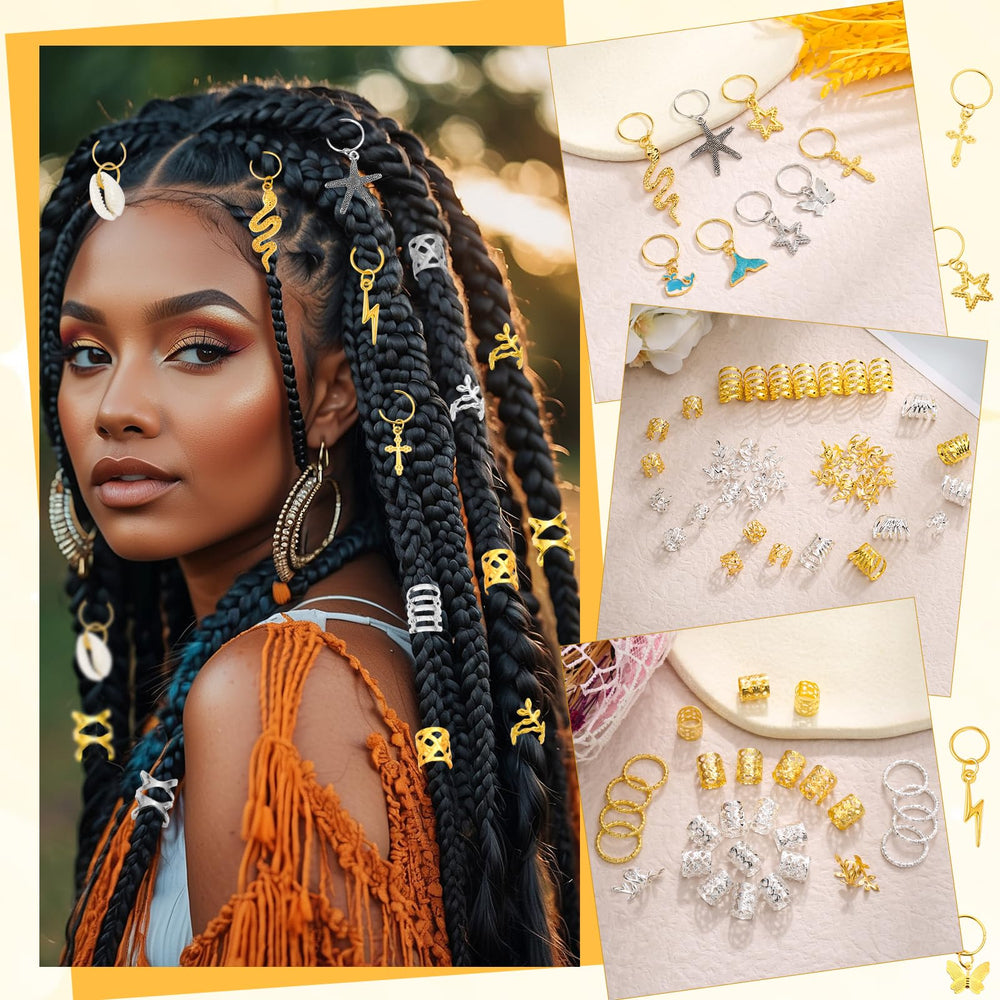 Qinzave rings clipped on braided hair showing decorative enhancement