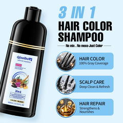 QISOLBOW styled hair lifestyle shot showing natural-looking black finish
