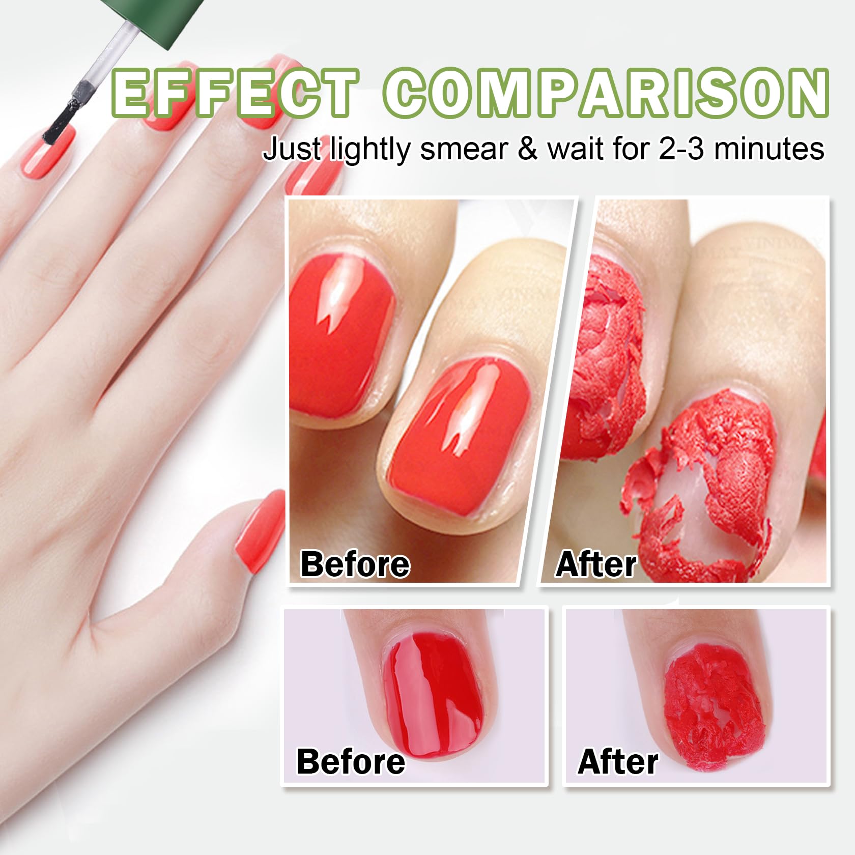 QIUFSSE applying gel remover to a nail for fast softening and easy wipe-off