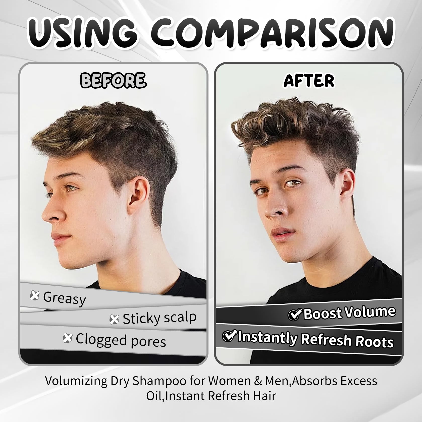 QIUFSSE application at roots illustrating instant volume and matte finish