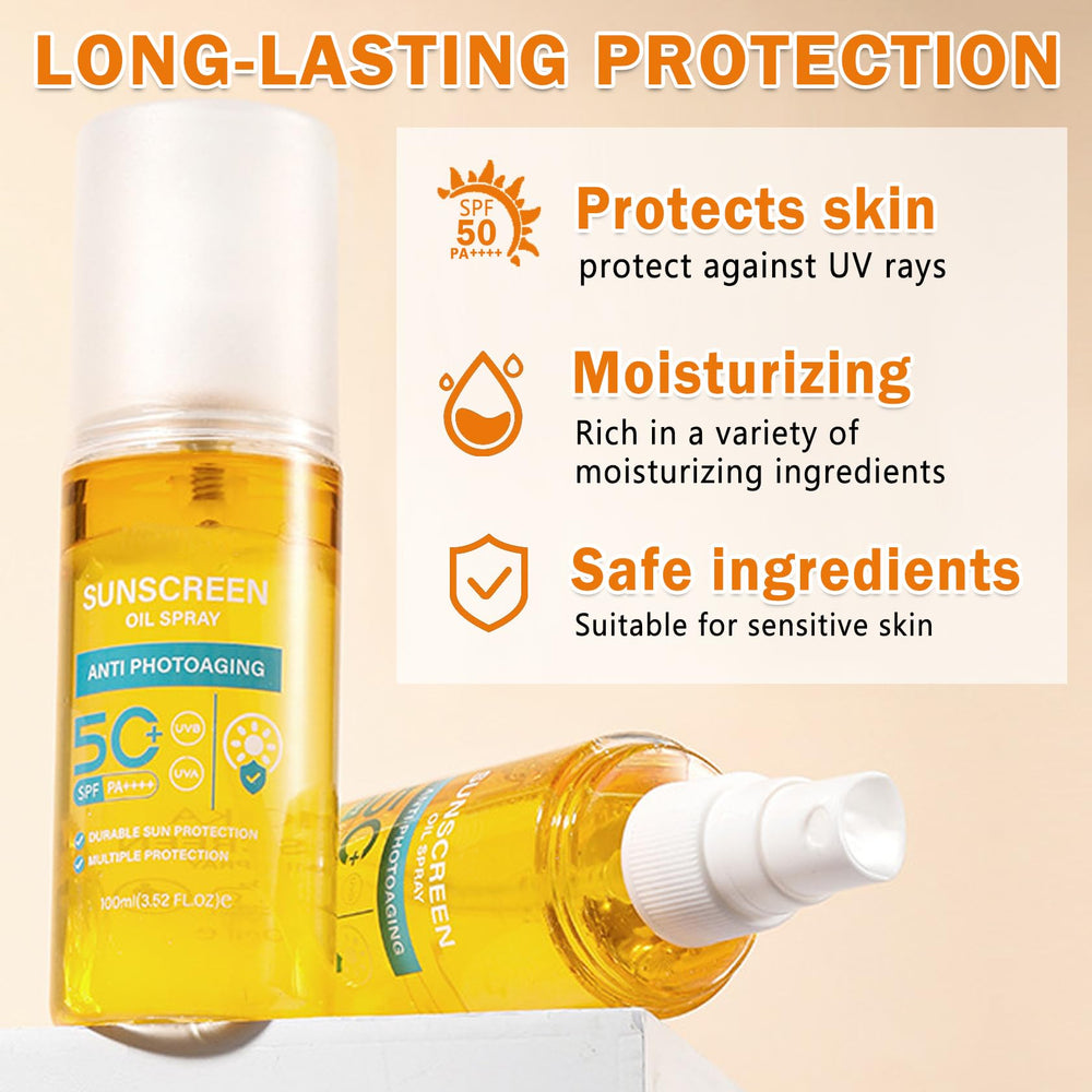 QIUFSSE label detail showing SPF50 and PA+++ benefits on the bottle