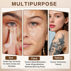 QIUFSSE dual-ended concealer in use under-eye showing combined brightening and spot coverage