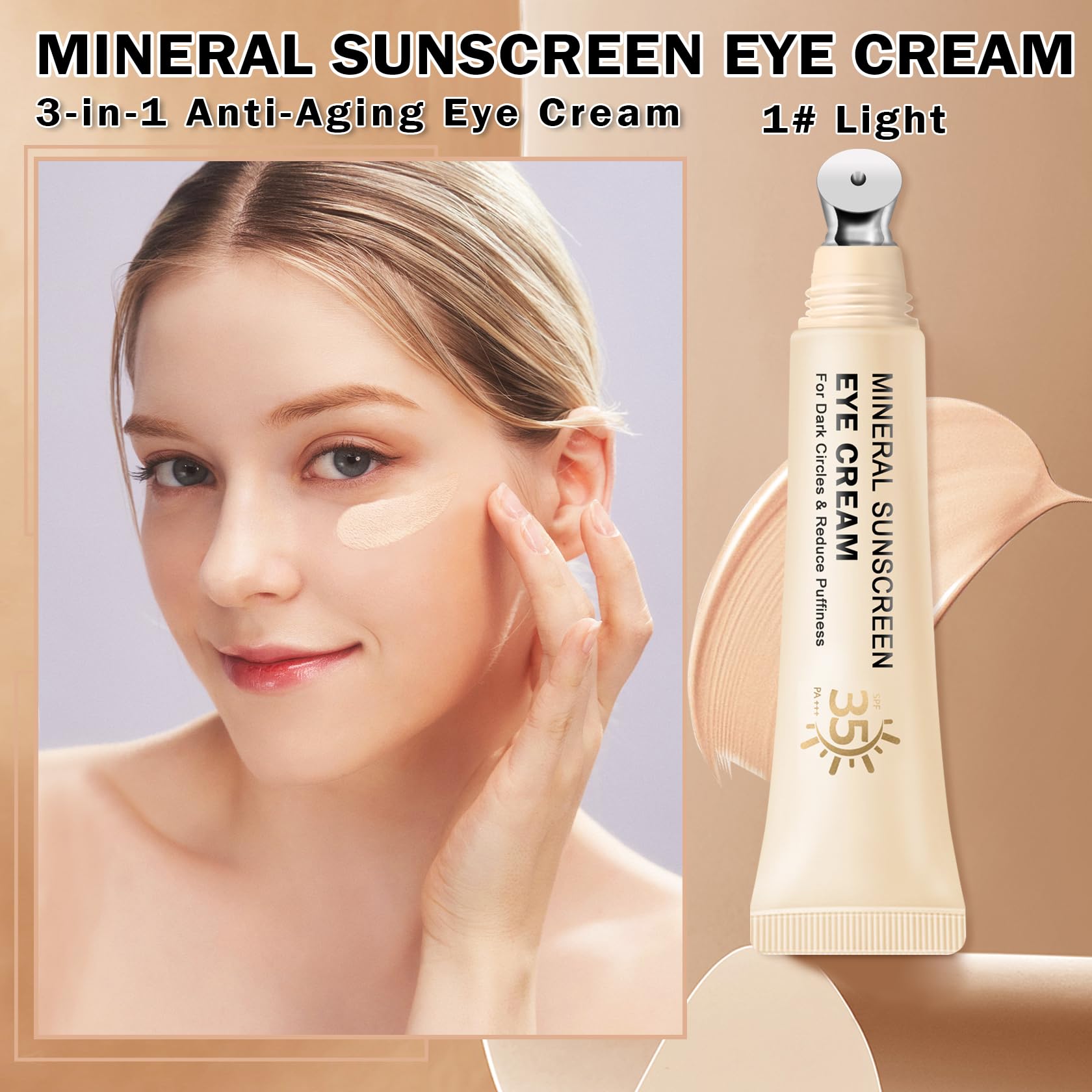 QIUFSSE applicator tip close-up for precise under-eye application benefit