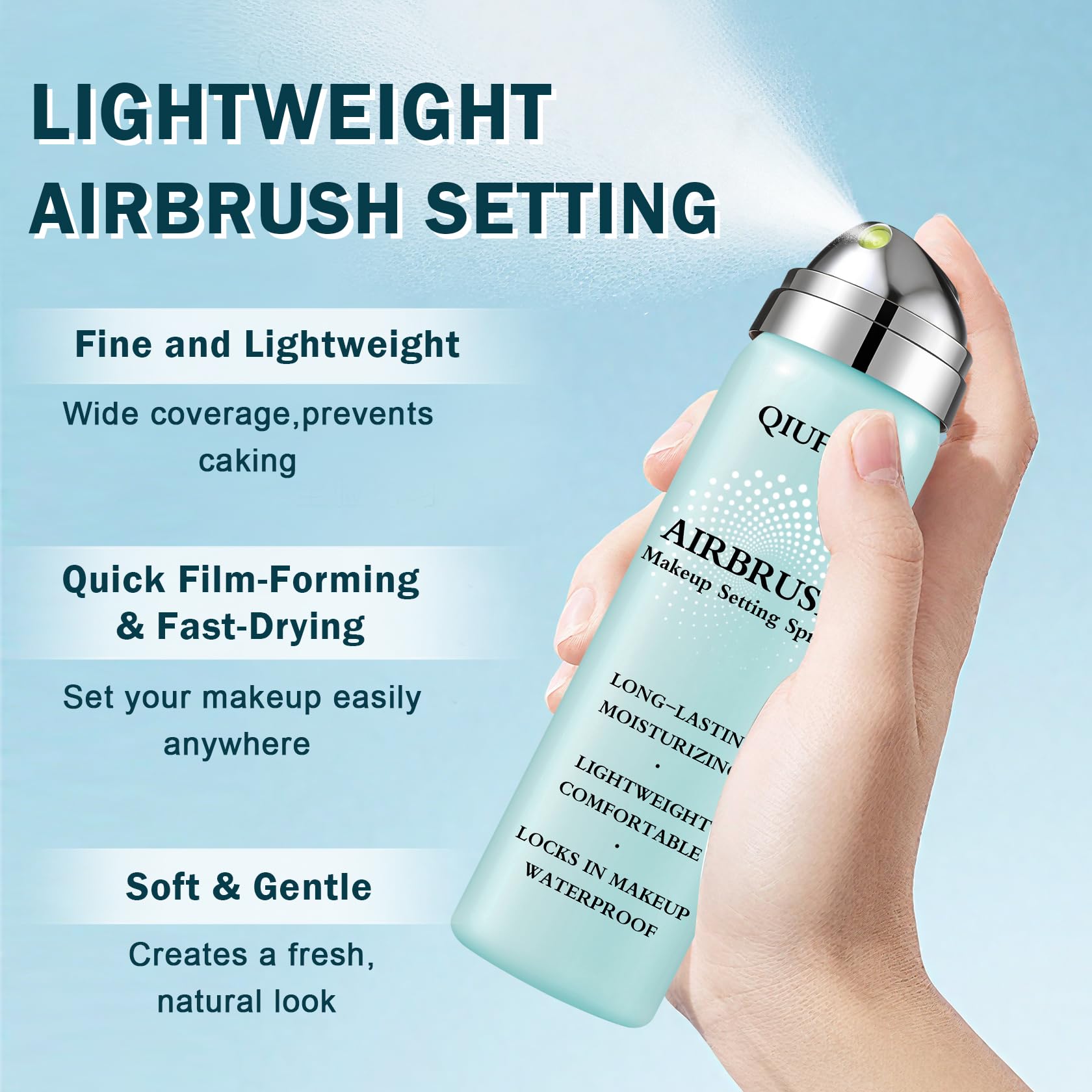 QIUFSSE mist texture detail demonstrates ultra-fine spray for seamless blending