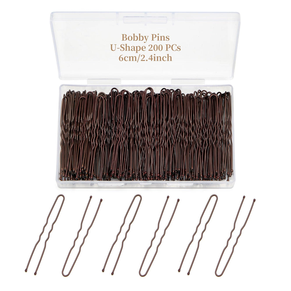 QIUTIMIY front pack showing 200 brown U-shaped pins and clear box for easy access