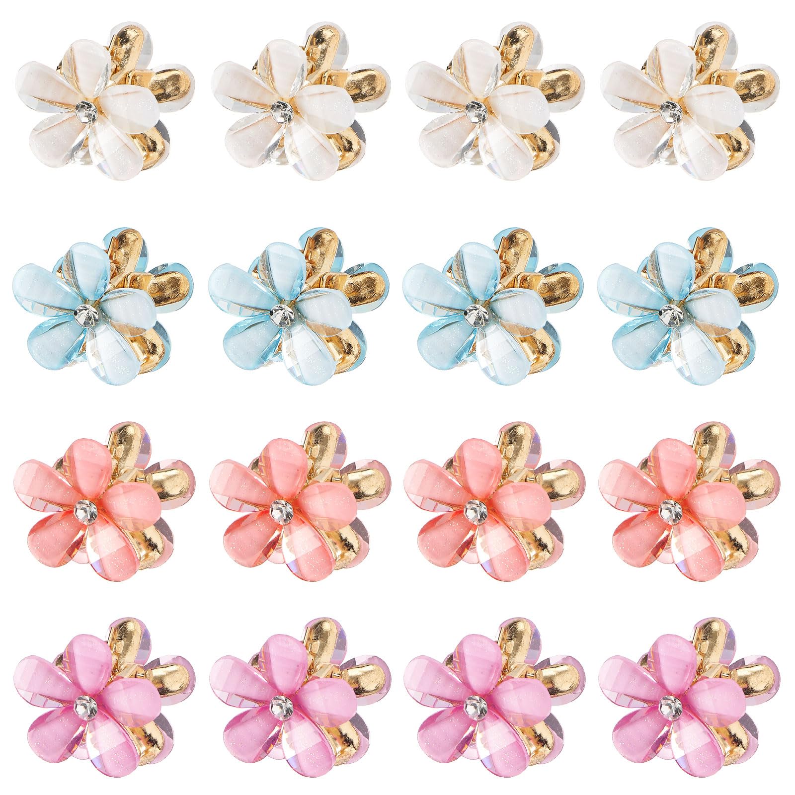 QIUTIMIY front view of 16 colorful mini flower clips, handy storage and bright design
