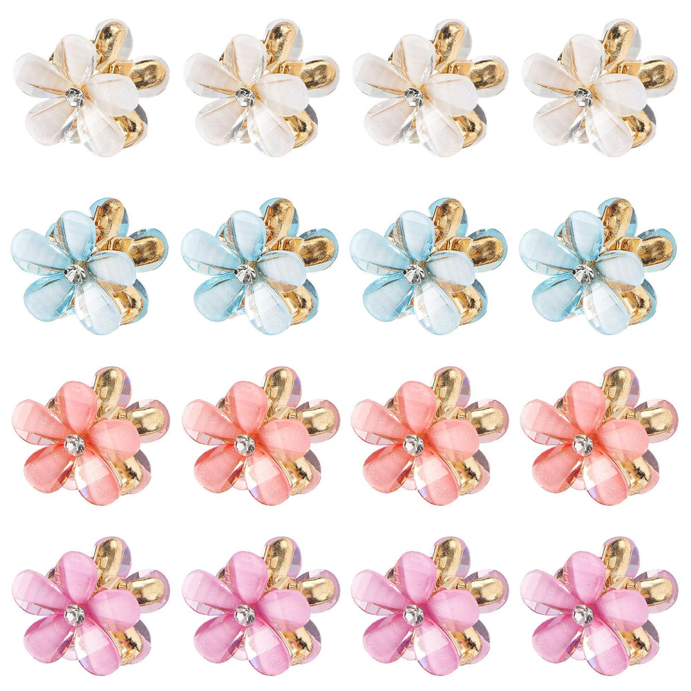 QIUTIMIY front view of 16 colorful mini flower clips, handy storage and bright design
