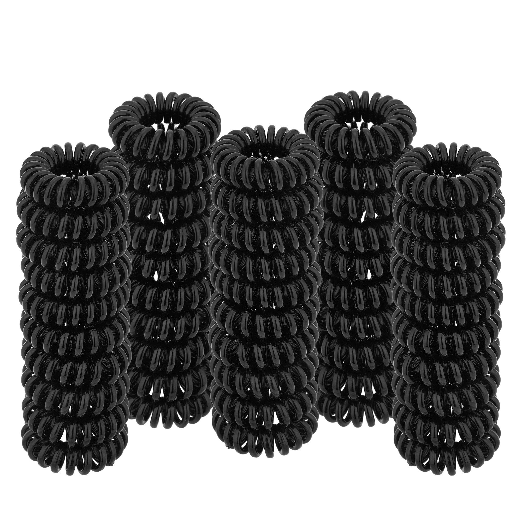 QIUTIMIY front packaging showing 50 black spiral hair ties and benefits