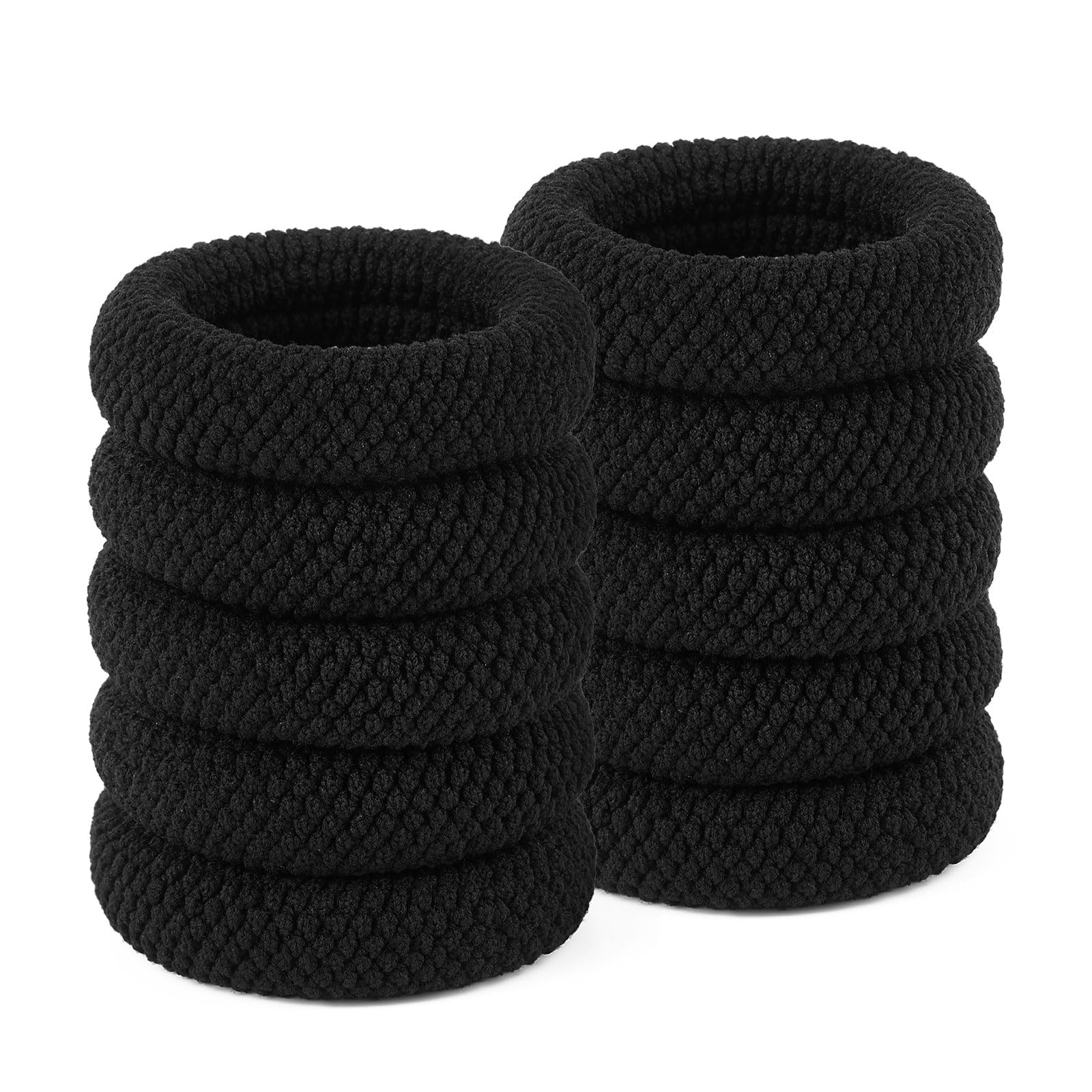 QIUTIMIY front view of ten seamless hair ties showing colors and packaging, gentle hold