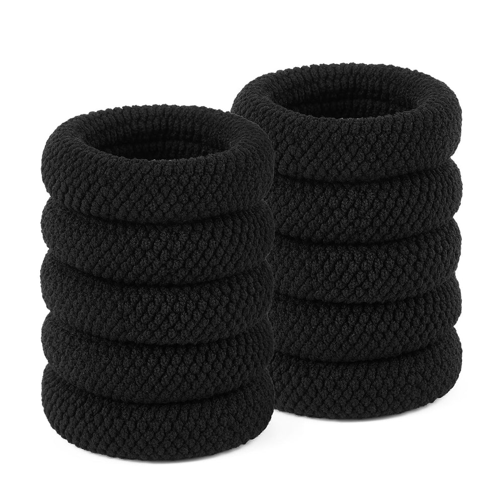 QIUTIMIY front view of ten seamless hair ties showing colors and packaging, gentle hold