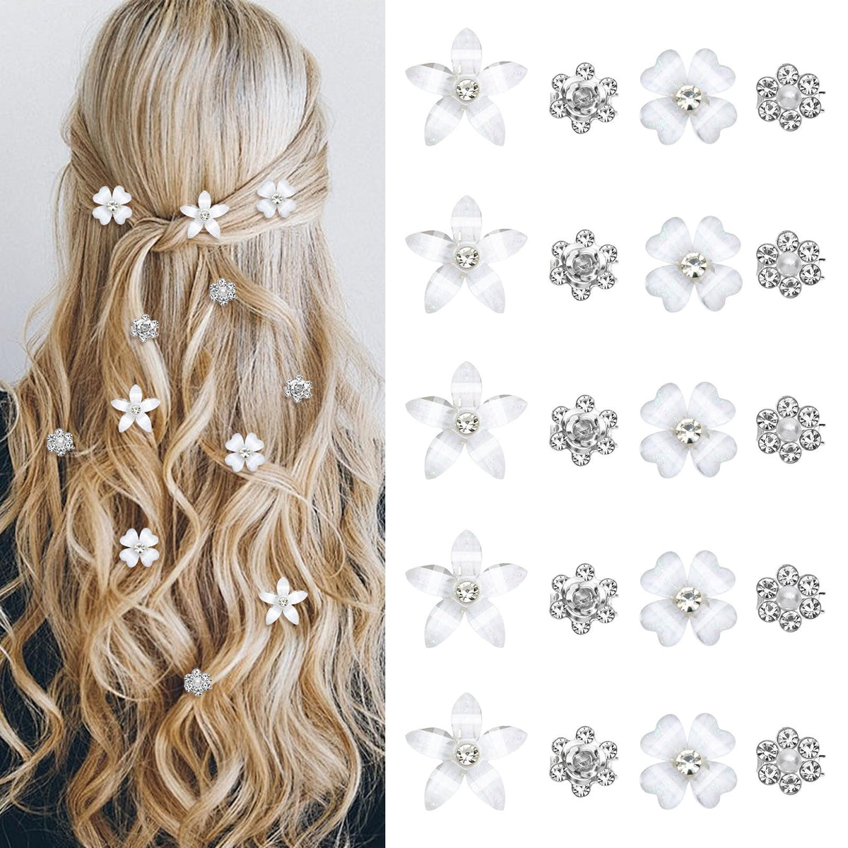 QIUTIMIY front view small flower clip showing decorative petals and shine
