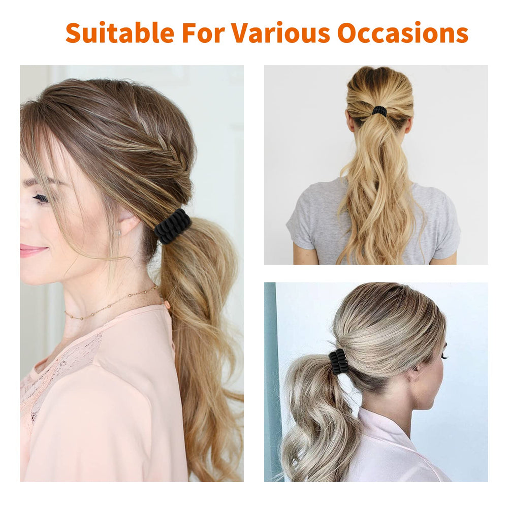 QIUTIMIY hair tie in use securing a thick ponytail with no crease