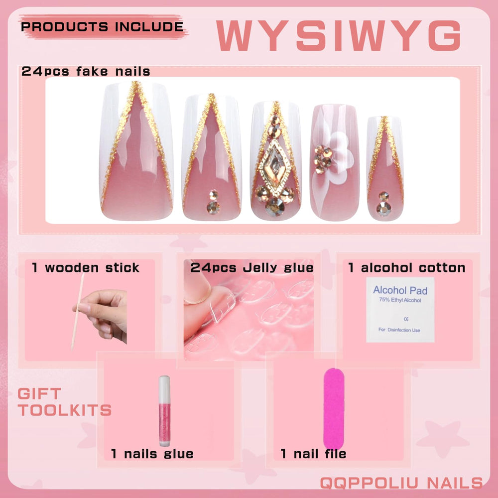 QQPPOLIU close-up of French tip nails highlighting clean, professional finish