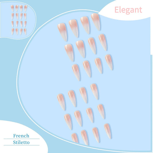 QQPPOLIU close-up of pink-to-white gradient French tip highlights smooth fade