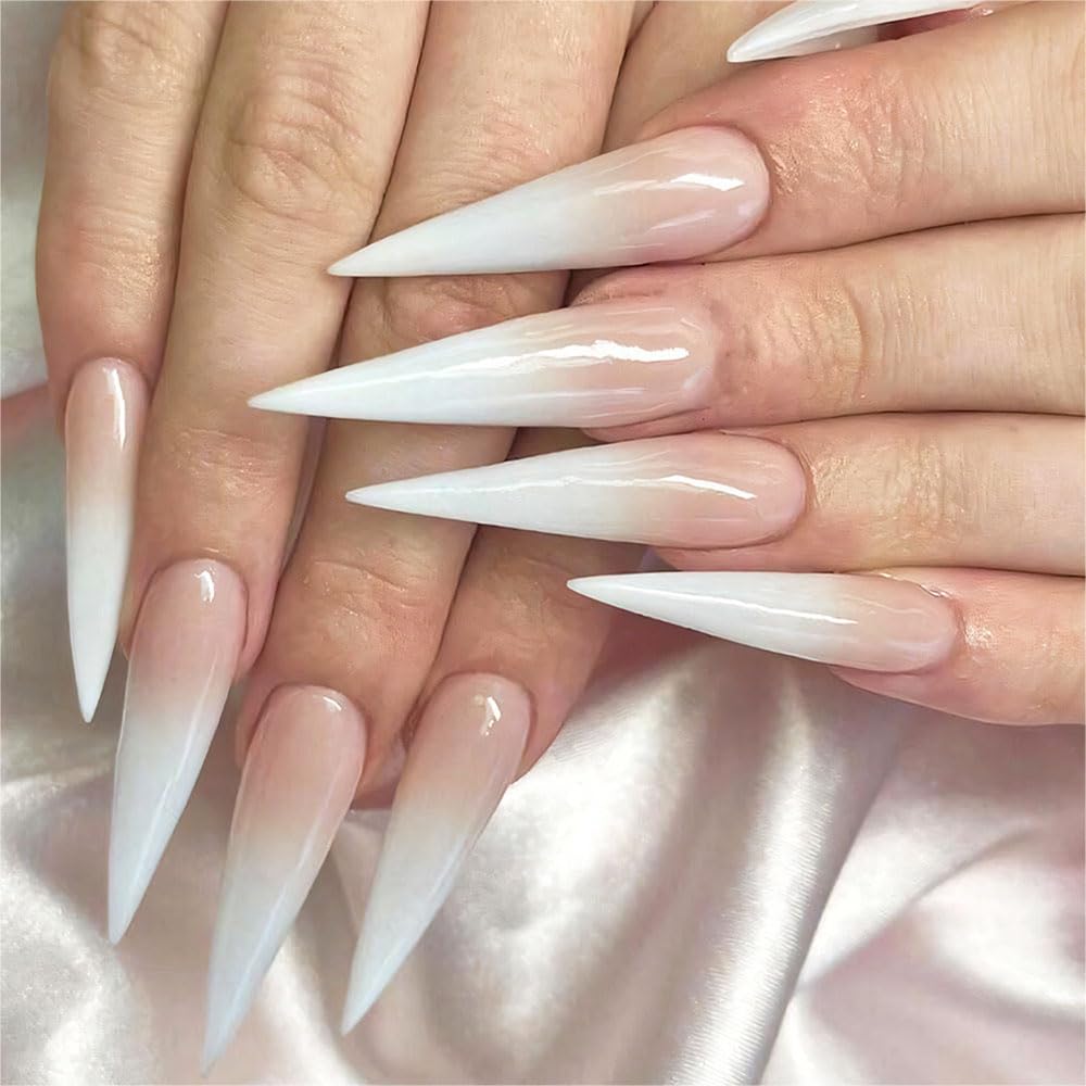 QQPPOLIU front packaging shows 24-piece stiletto press-ons for salon look