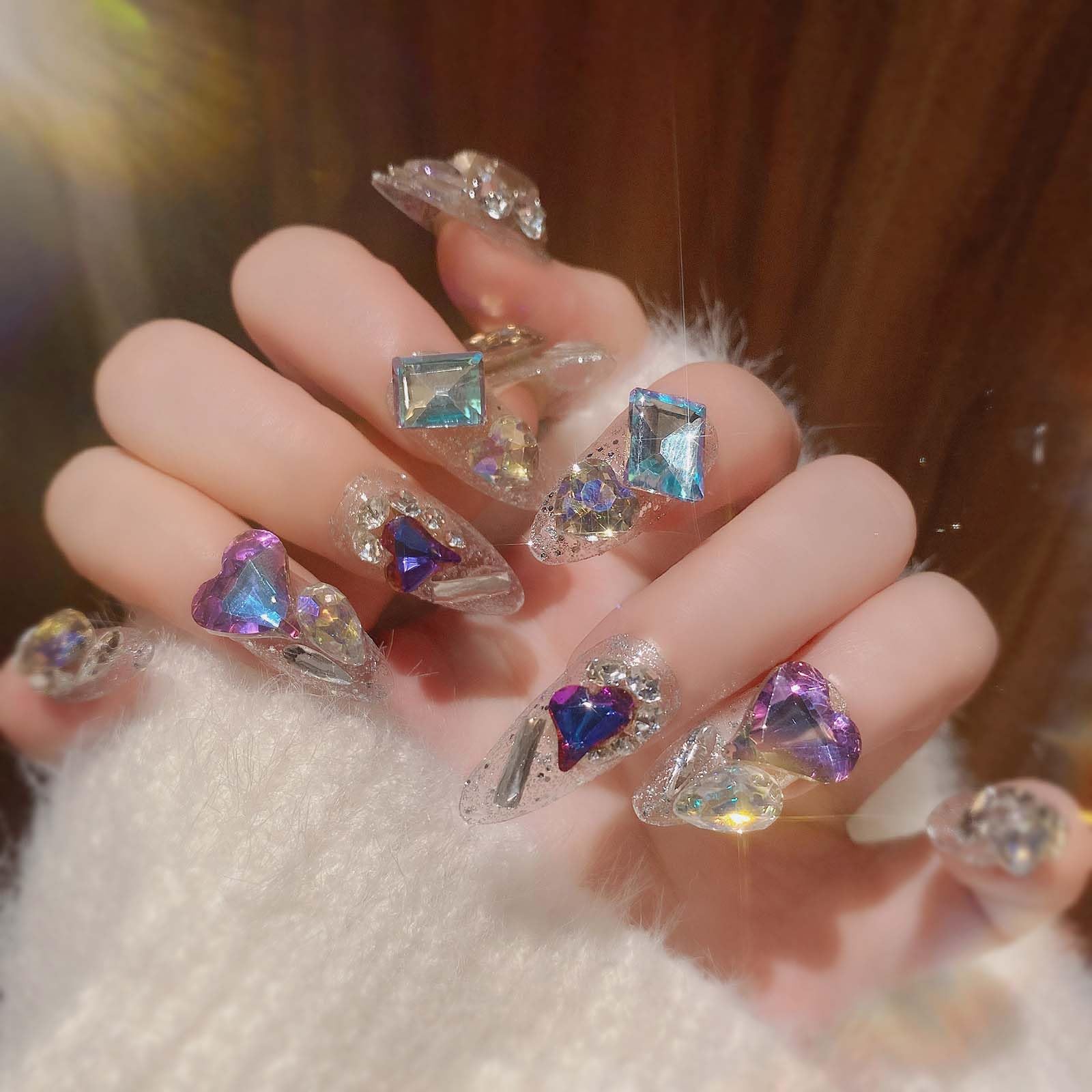 QQPPOLIU press-on nails worn on hand showcasing instant glam transformation