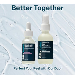 QRxLabs neutralizer bottle label close-up showing pairing information and safety