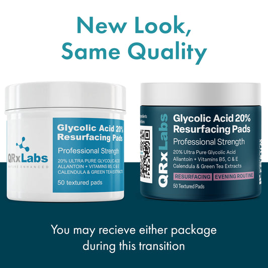 QRxLabs textured pad close-up showing exfoliating surface for effective resurfacing