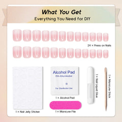 Qsnidy accessories laid out including file, stick, alcohol pad, and glues for easy application