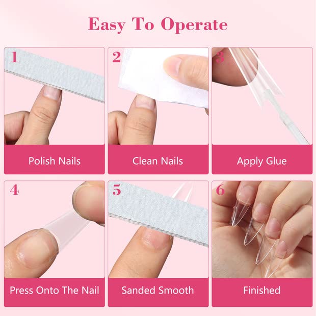 Quaferen trimmed and shaped stiletto tips showing customization versatility benefit