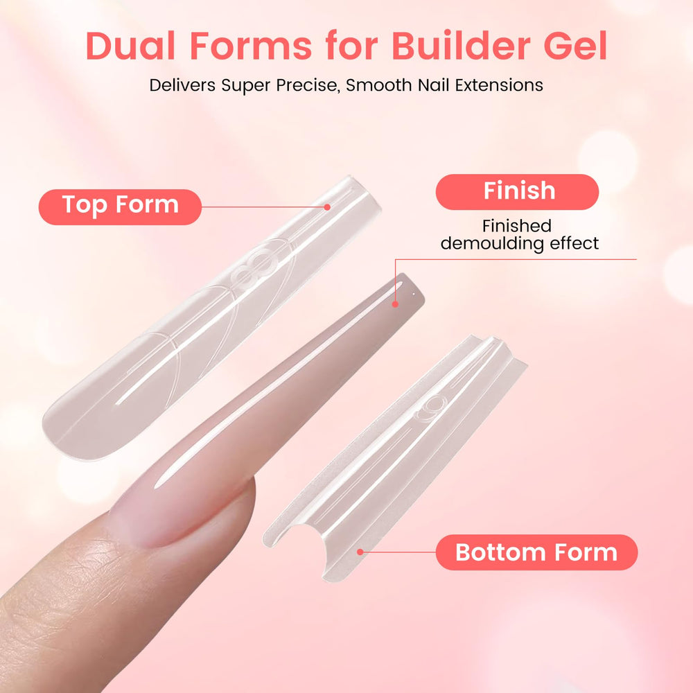 Quaferen paired forms fitted on finger while curing for fast extension benefit