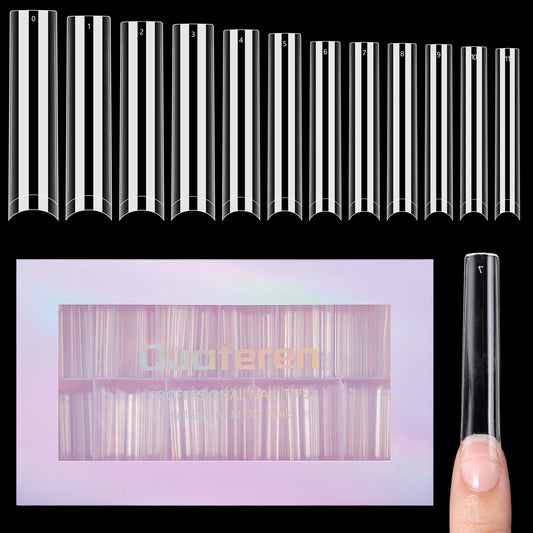 Quaferen front packaging of 504 clear nail tips showing professional value