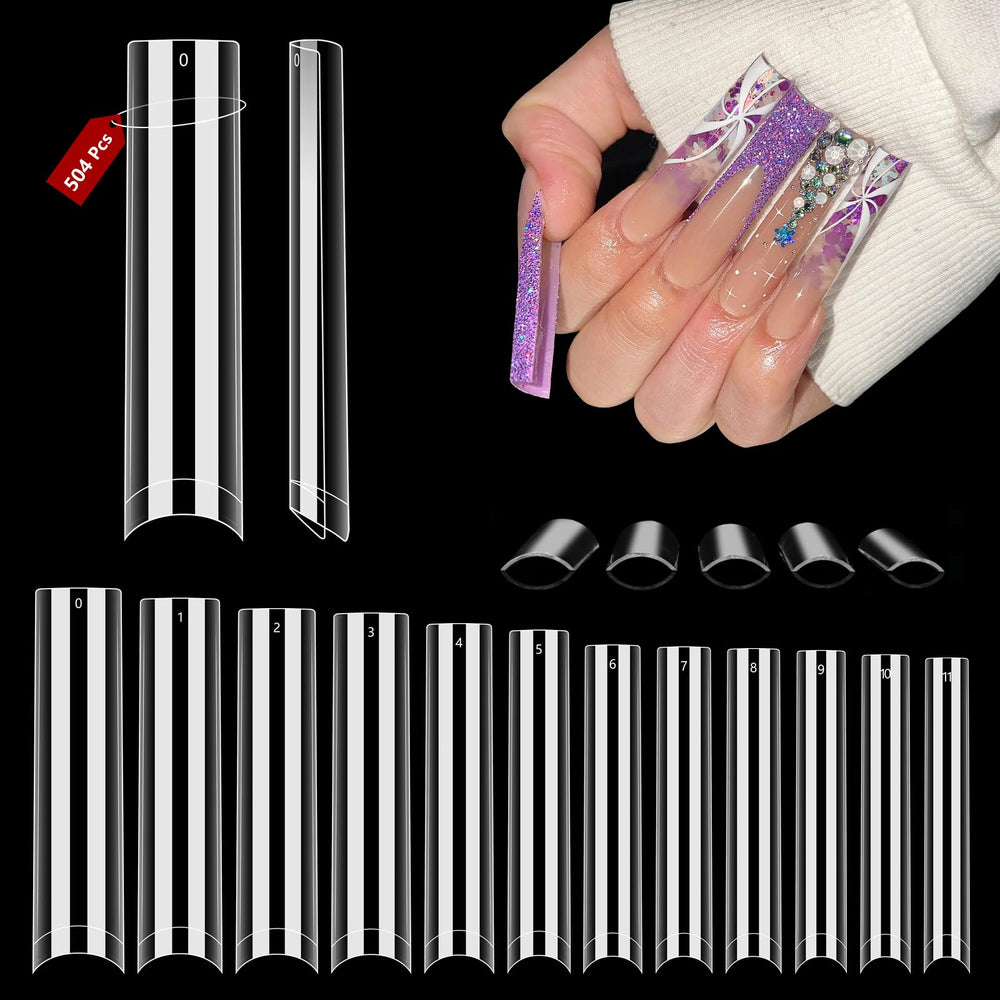 Quaferen front packaging showing 504 clear square nail tips and convenience