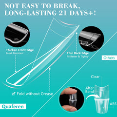 Quaferen tip in use during acrylic application showing professional finish benefit