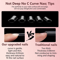 Quaferen tip being glued to natural nail, faster application and secure hold
