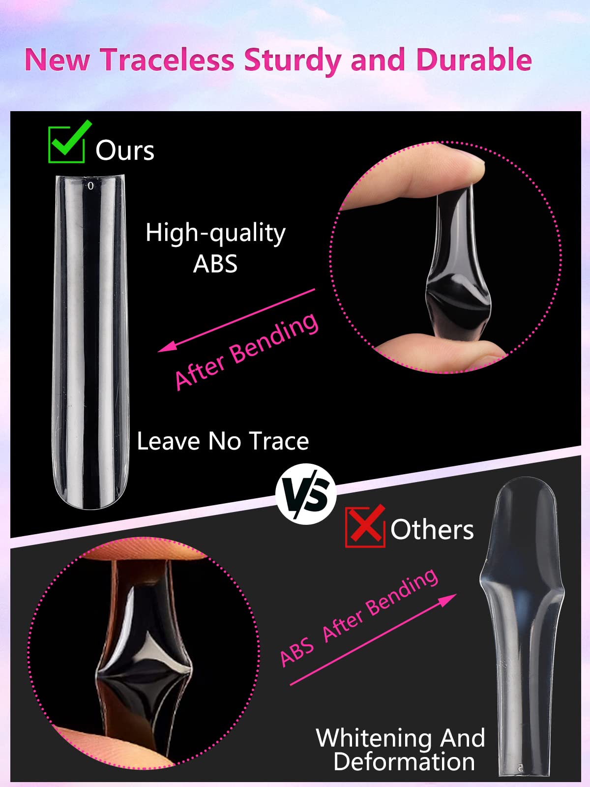 Quaferen in-salon application of clear square tips offering clean adhesion
