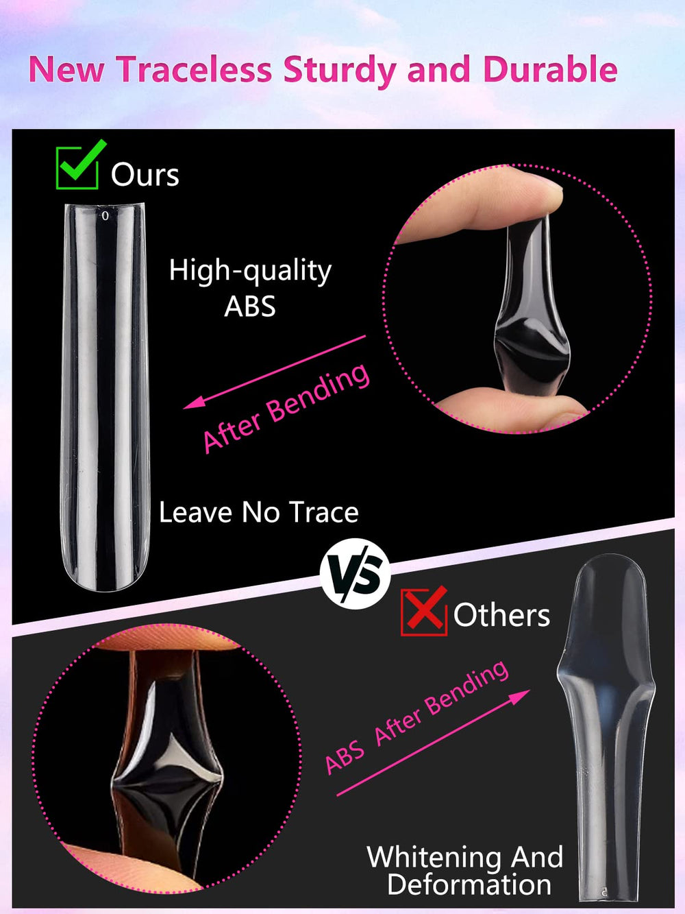 Quaferen in-salon application of clear square tips offering clean adhesion