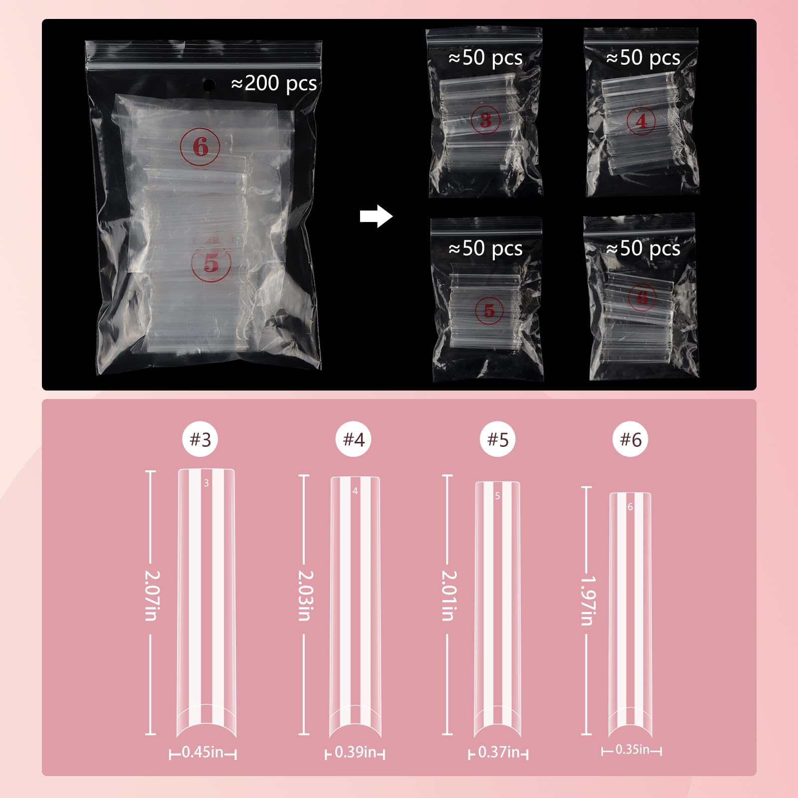 Quaferen length comparison array of tips, visual guide for choosing size