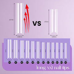 Quaferen tips next to ruler showing extra-long 3XL length and scale