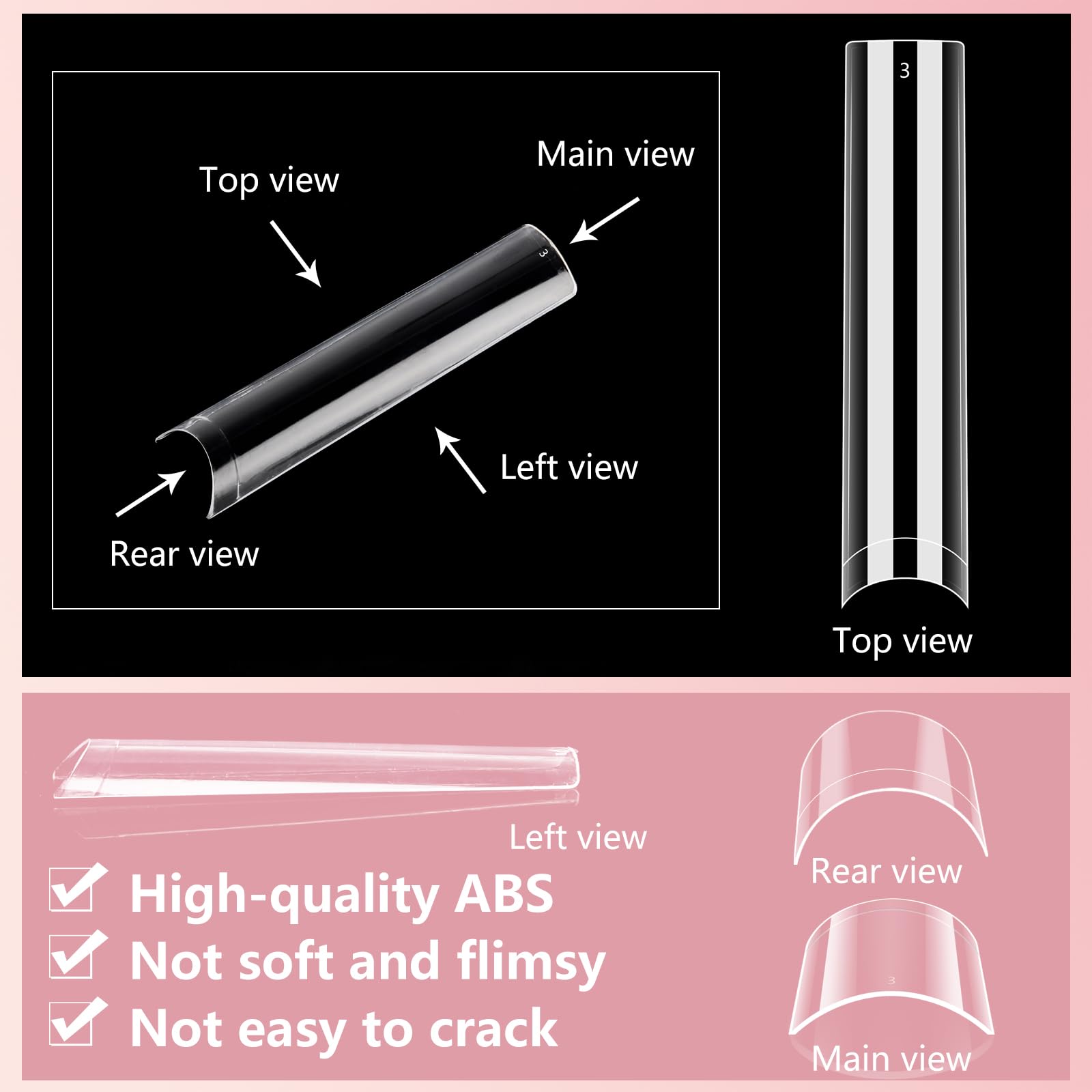 Quaferen smooth tip surface detail, ideal for clean gel and acrylic finishes