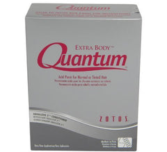 Quantum bottle front label showing product and added volume benefit