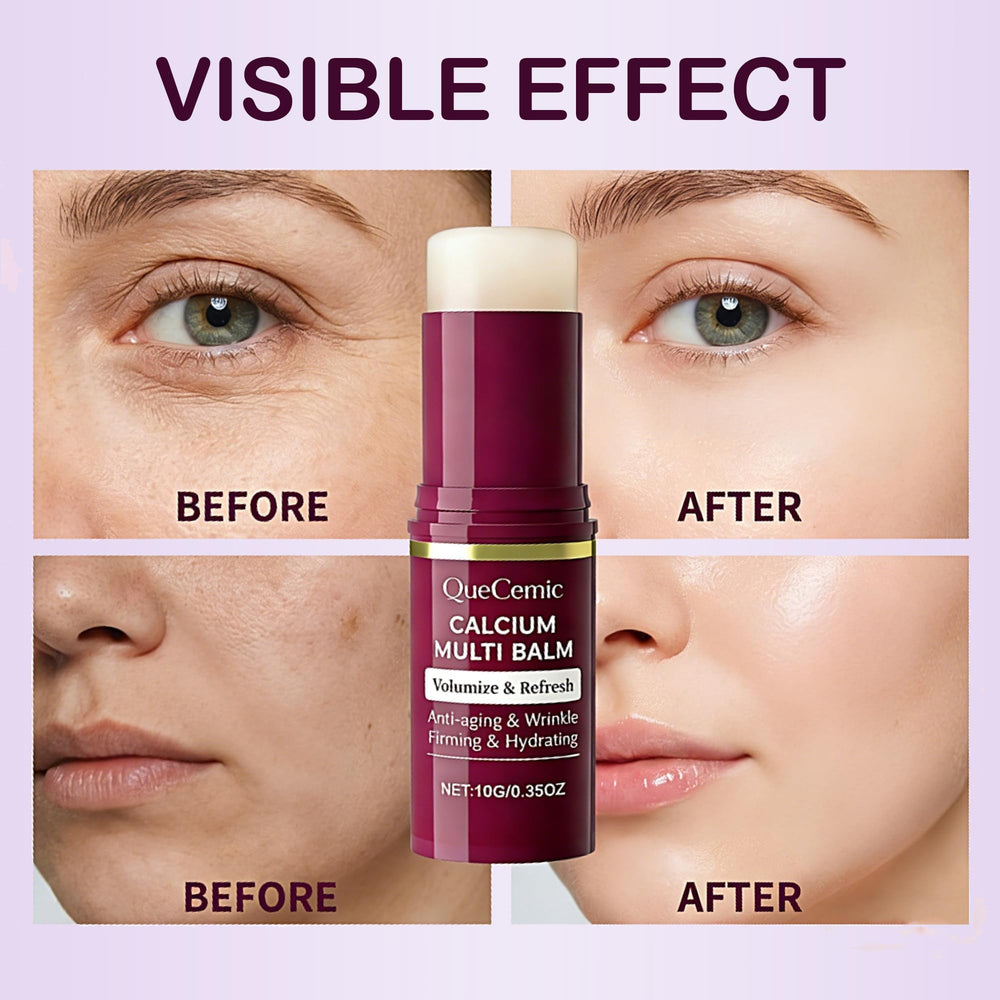 QueCemic using balm on neck in lifestyle shot for smoothing benefit