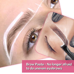 QUEEJOY paste applied on skin in use visualizing brow shape before tinting