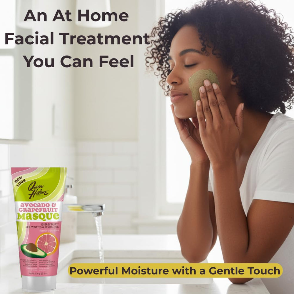 Queen Helene masque applied on face demonstrating gentle cleansing benefit
