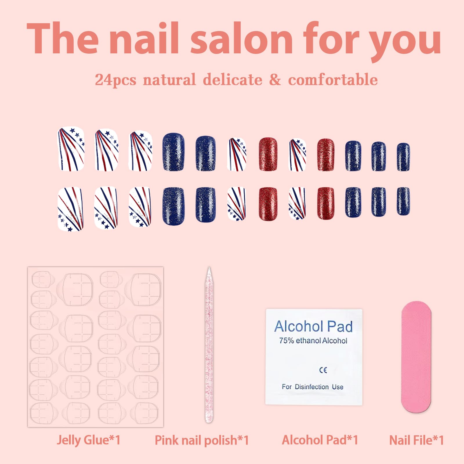 Quezadyl side view showing medium square shape for natural-looking salon finish
