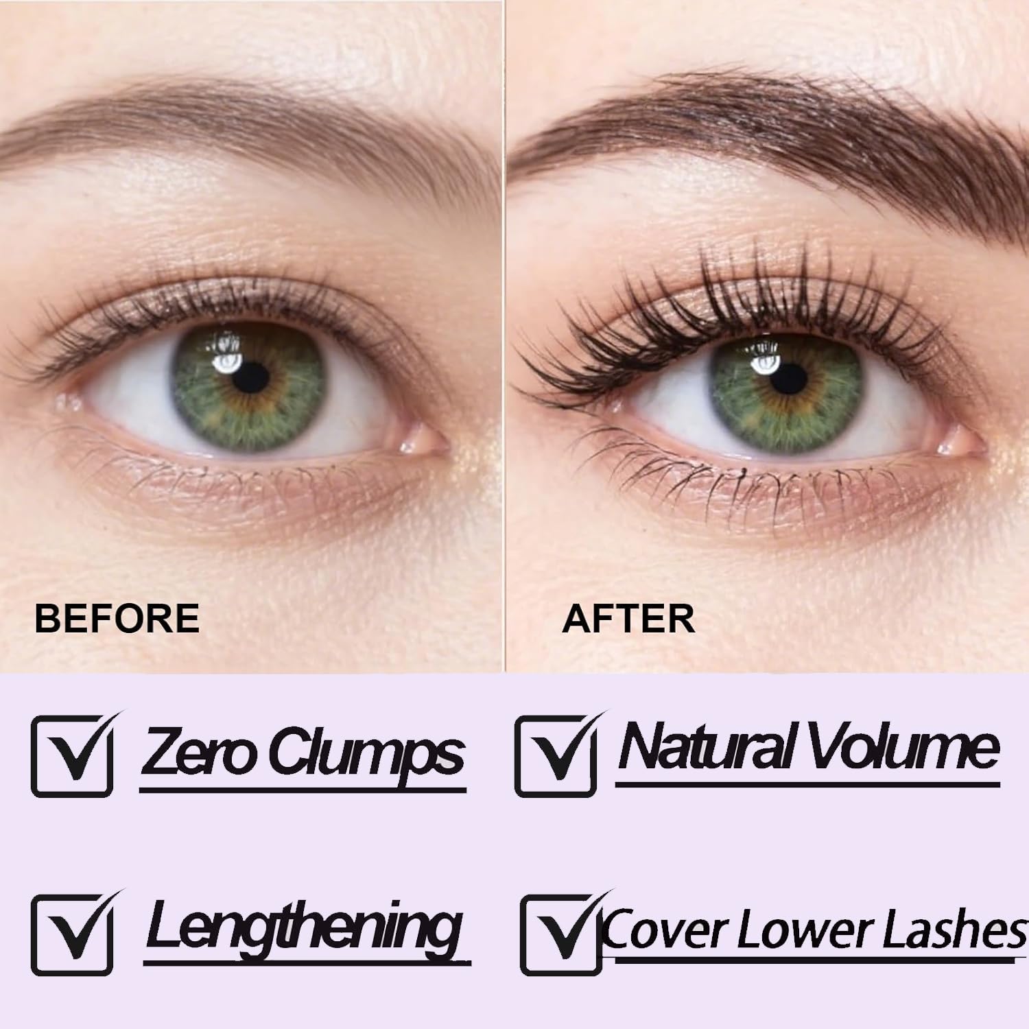 QuikSoothe model applying mascara to lashes for lifted, curled effect
