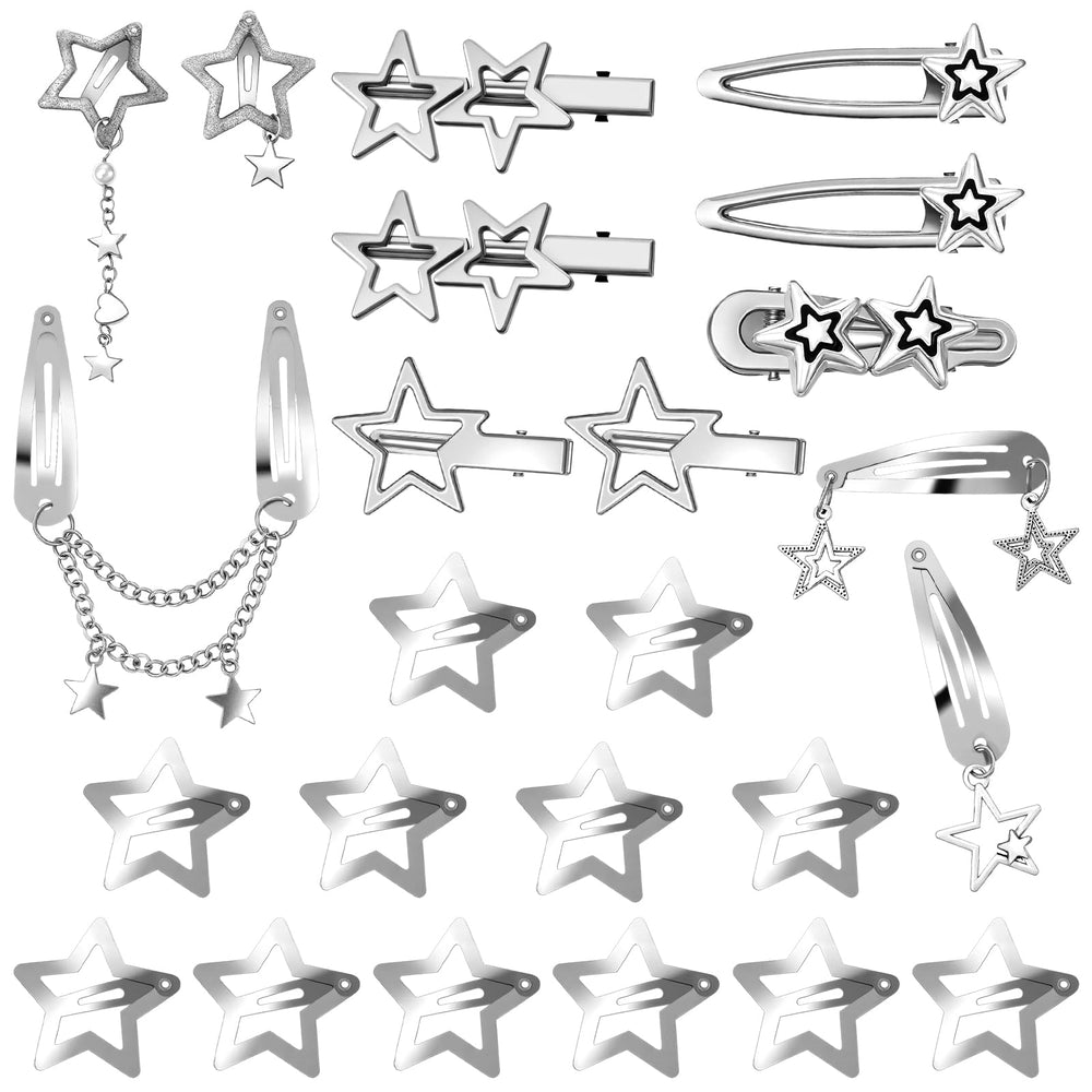 Quilax front packaging of 24 silver star clips showing quantity and finish benefit